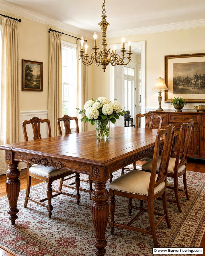 Timeless Wooden Dining Table - 25 Colonial Dining Room Ideas for Timeless Style