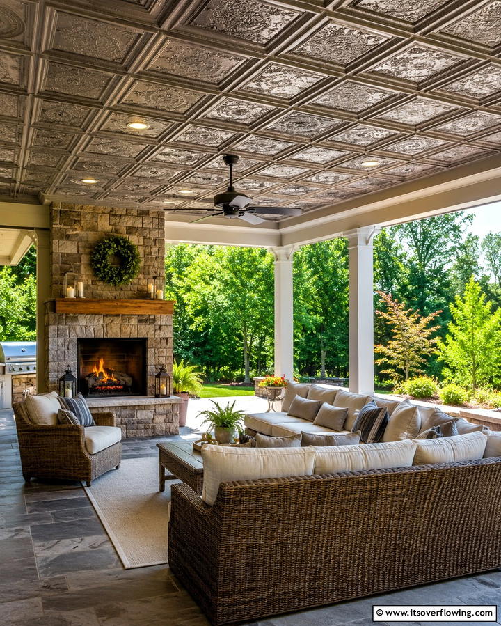 Tin Ceiling Panels for Outdoor Spaces - 25 Tin Ceiling Ideas for a Vintage Touch