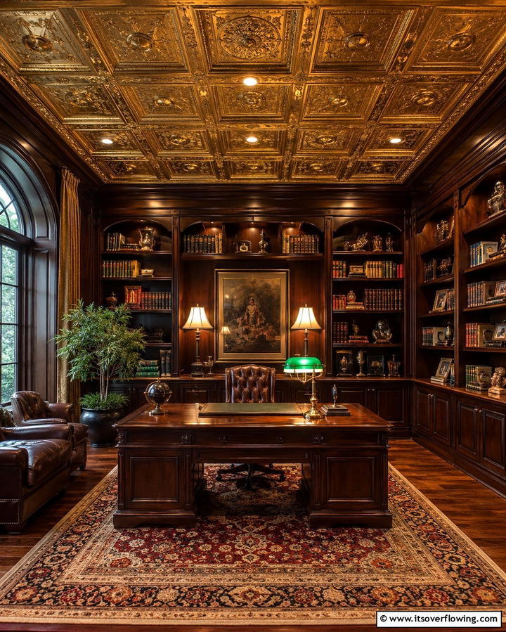 Tin Ceilings in Home Libraries - 25 Tin Ceiling Ideas for a Vintage Touch