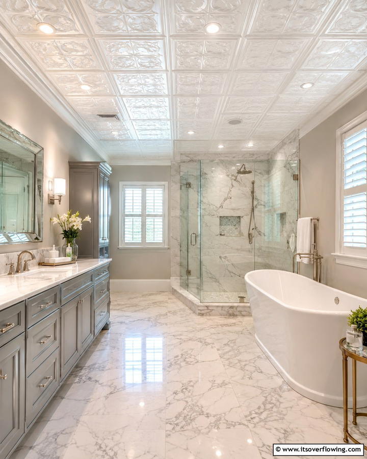 Tin Ceilings in the Bathroom - 25 Tin Ceiling Ideas for a Vintage Touch