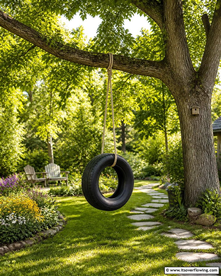 Tire Swing Fun - 25 Backyard Playground Ideas for Kids
