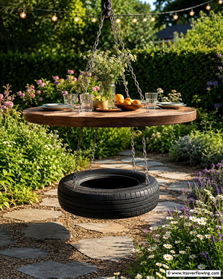 Tire Swing Picnic Table - 20 Tire Swing Ideas for Fun Outdoor Spaces