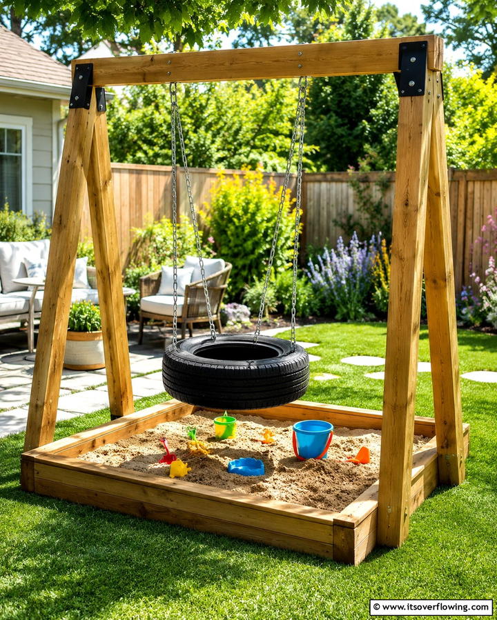 Tire Swing Sandbox Combo - 20 Tire Swing Ideas for Fun Outdoor Spaces
