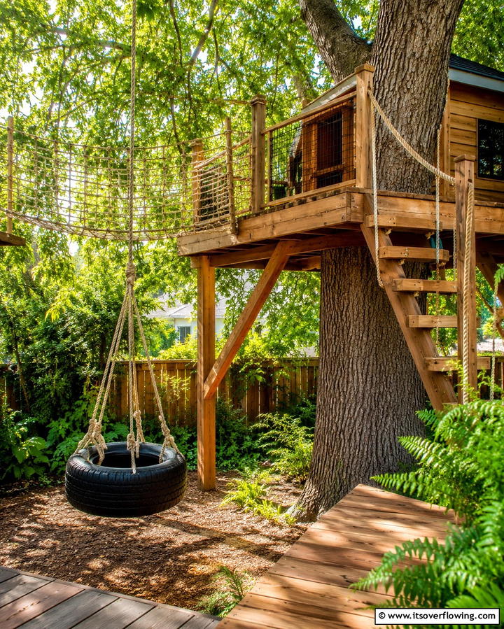 Tire Swing Treehouse Access - 20 Tire Swing Ideas for Fun Outdoor Spaces