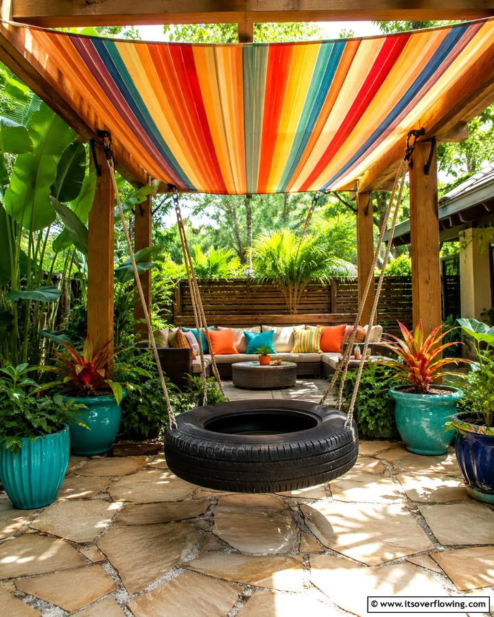 Tire Swing with Canopy - 20 Tire Swing Ideas for Fun Outdoor Spaces