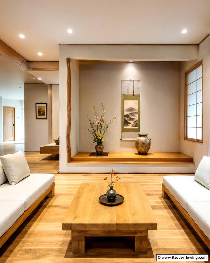 Tokonoma Alcove for Artistic Displays - 25 Japanese Style Living Room Ideas for Serenity