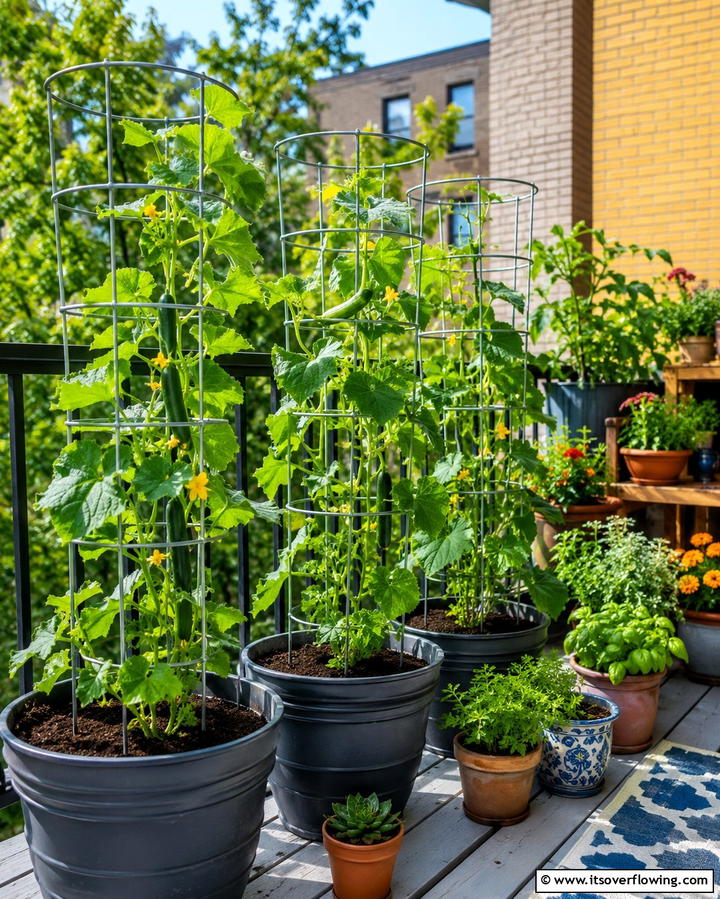 Tomato Cage Trellis - 25 Cucumber Trellis Ideas for a Productive Garden