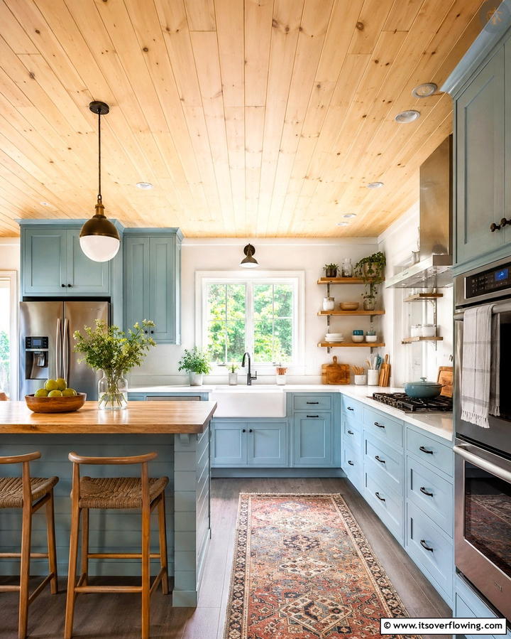 Tongue and Groove Ceiling Warmth - 25 Beautiful Kitchen Ceiling Ideas to Elevate Your Space