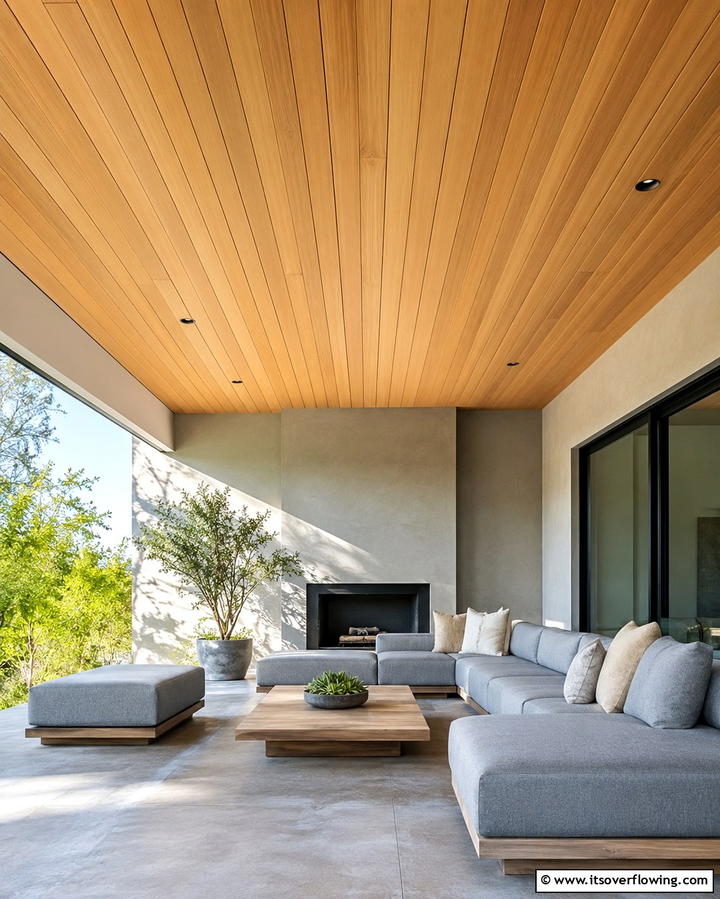 Tongue and Groove Panels for a Sleek Look - 25 Patio Ceiling Ideas for Stylish Outdoor Spaces