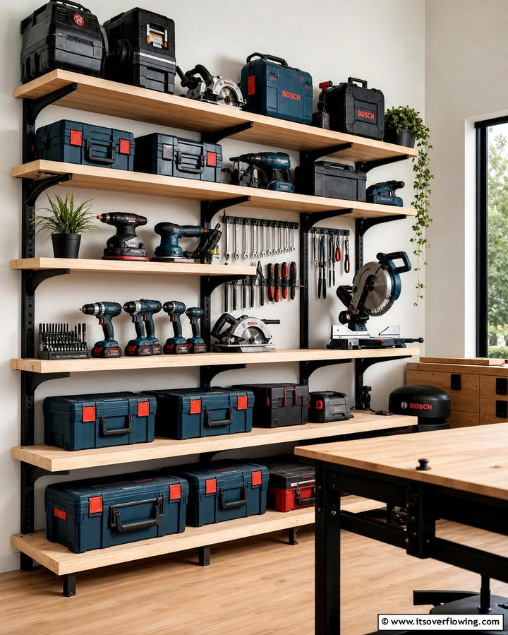 Tool Wall Shelving Units - 25 Power Tool Storage Ideas for an Organized Workshop