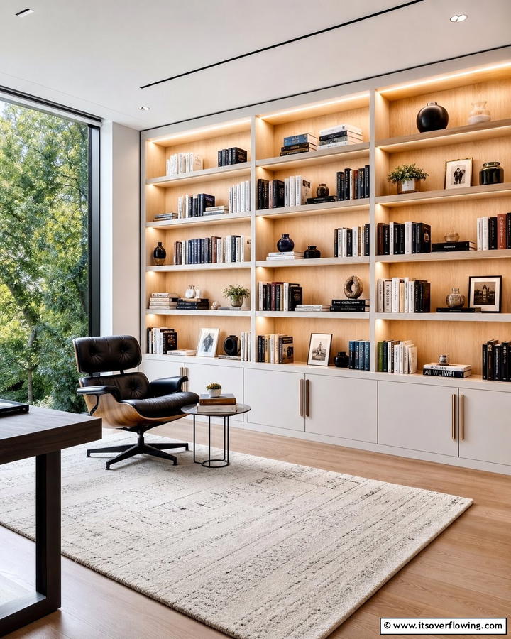 Top Mounted LED Bars for Even Illumination - 20 Bookshelf Lighting Ideas- Illuminate Your Collection