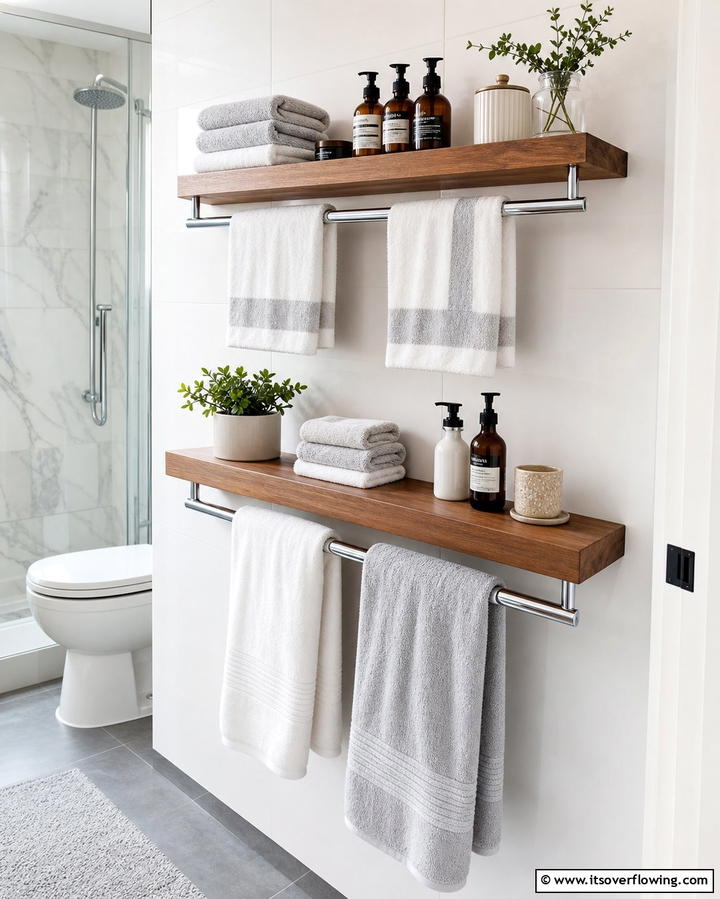 Towel Bar Shelving - 25 Bathroom Shelf Ideas for Organized and Stylish Storage