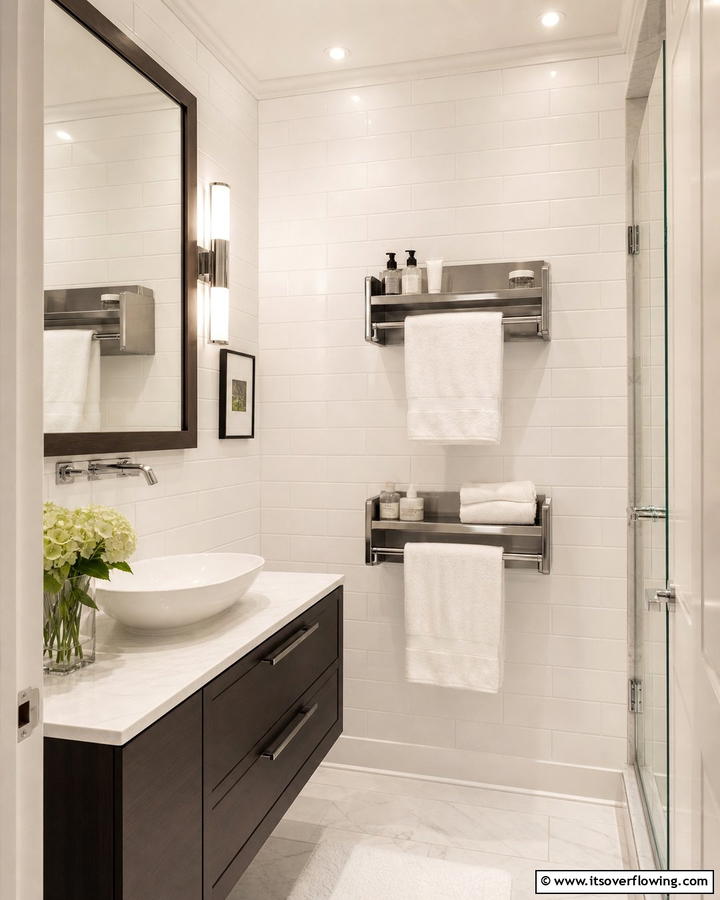Towel Bars with Integrated Storage Solutions - 21 Small Bathroom Storage Solutions for Clutter-Free Spaces