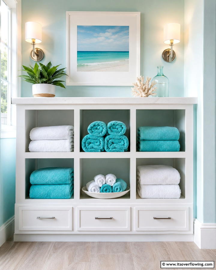 Towel Cabinet Cubby - 25 Towel Display Ideas to Organize Your Bathroom