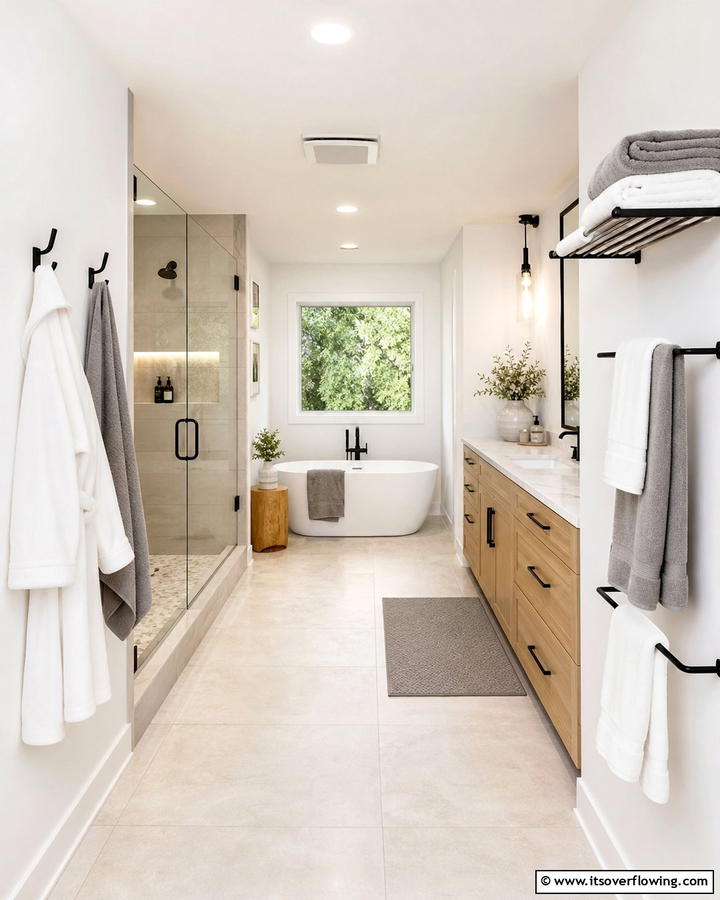 Towel Racks and Hooks Efficient Drying Solutions - 21 Bathroom Organization Ideas for a Clutter-Free Morning Routine