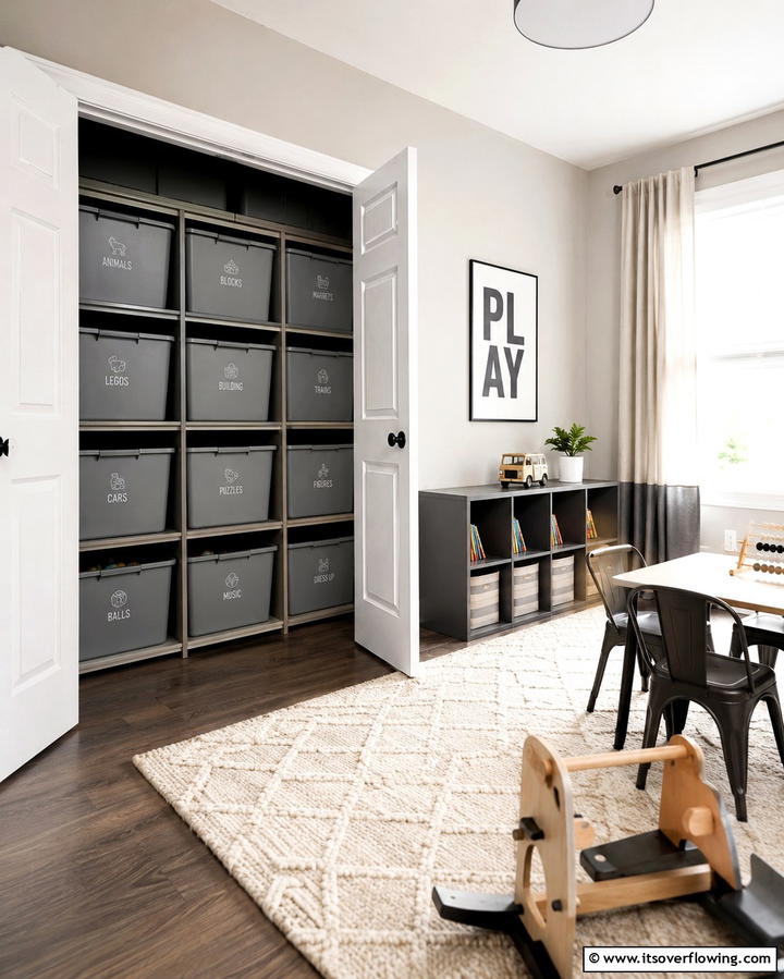 Toy Rotation Bins - 25 Playroom Storage Ideas to Keep Your Kids’ Space Organized