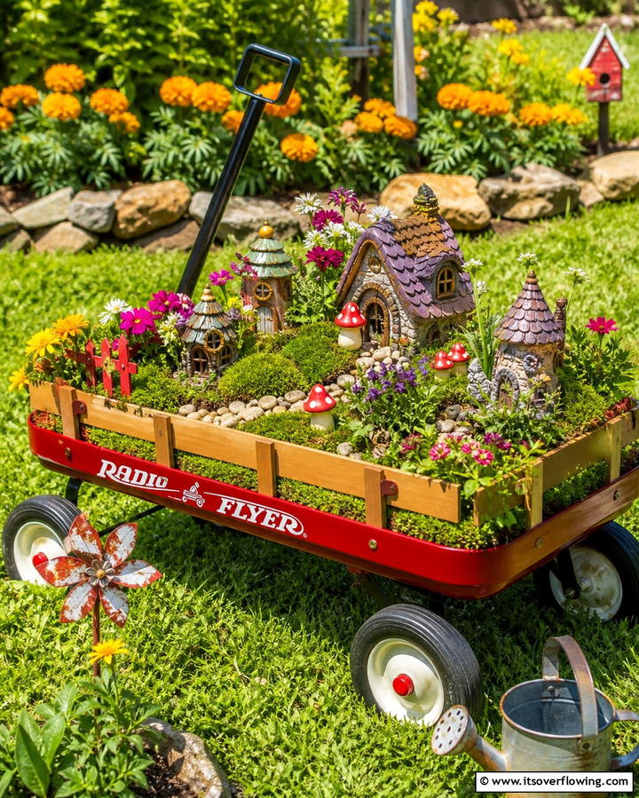 Toy Wagon Fairy Garden - 25 Fairy Garden Container Ideas for a Magical Touch