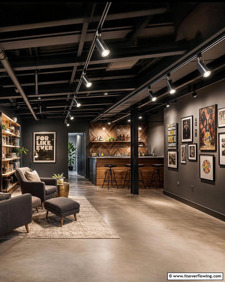 Track Lighting for Adjustable Illumination - 20 Basement Lighting Ideas to Brighten Your Space