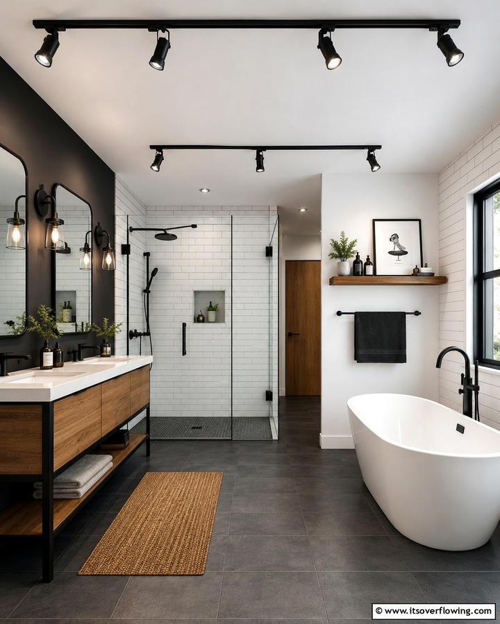 Track Lighting for Adjustable IlluminationExact - 25 Bathroom Ceiling Lighting Ideas to Brighten Your Space