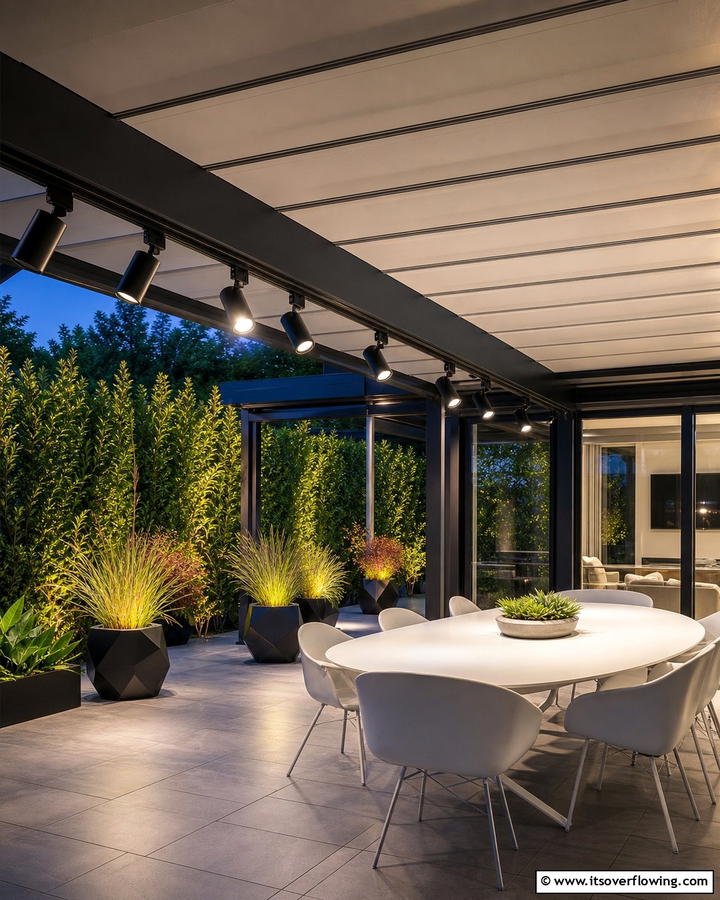 Track Lighting for Versatile Illumination - 20 Covered Patio Lighting Ideas for Outdoor Ambiance