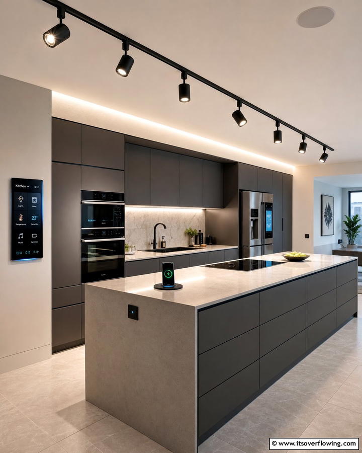 Track Lighting with Smart Features for Modern Convenience - 20 Kitchen Track Lighting Ideas for a Bright and Functional Space