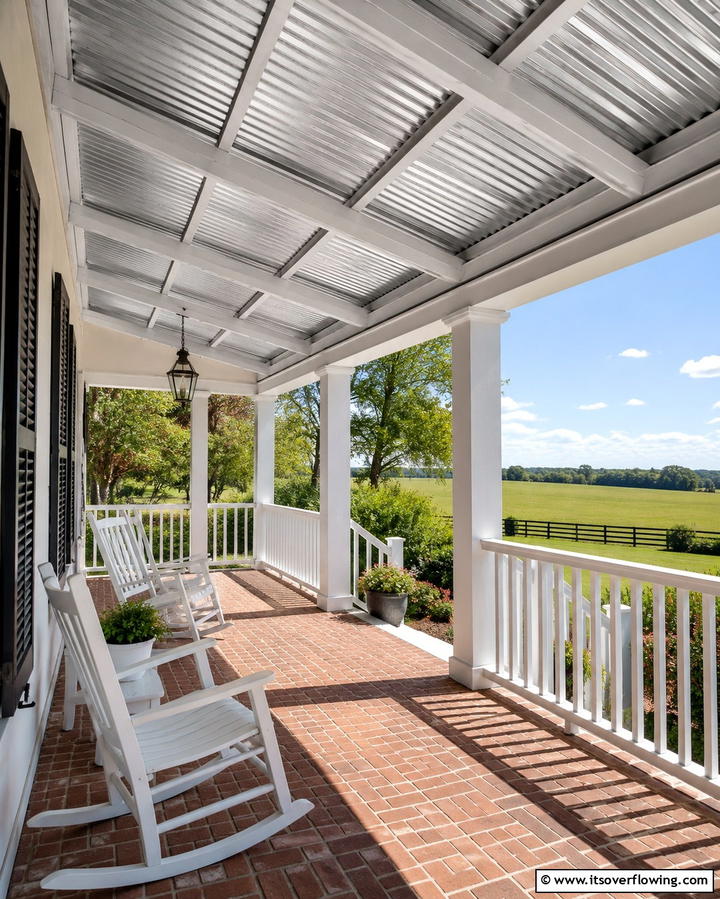 Traditional Appeal with Galvanized Metal Roof - 25 Metal Roof Porch Design Ideas for a Durable Space