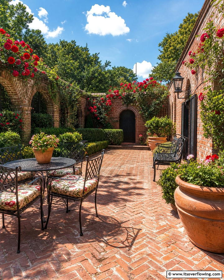 Traditional Brick Courtyard - 21 Courtyard Ideas to Design a Peaceful Outdoor Oasis