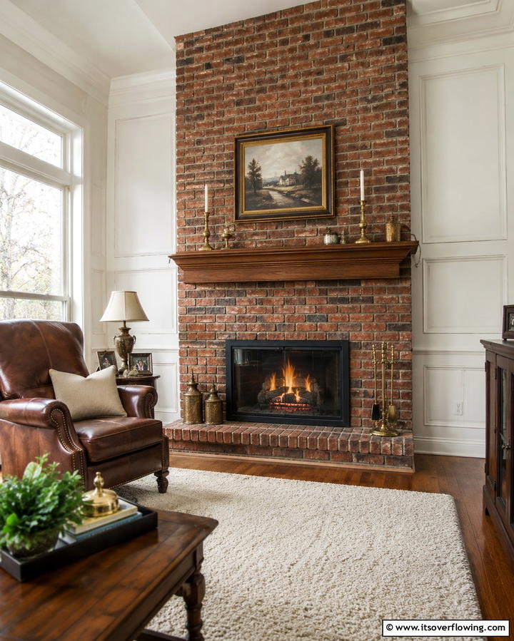 Traditional Brick Warmth - 25 Floor to Ceiling Fireplace Ideas- Stunning & Modern