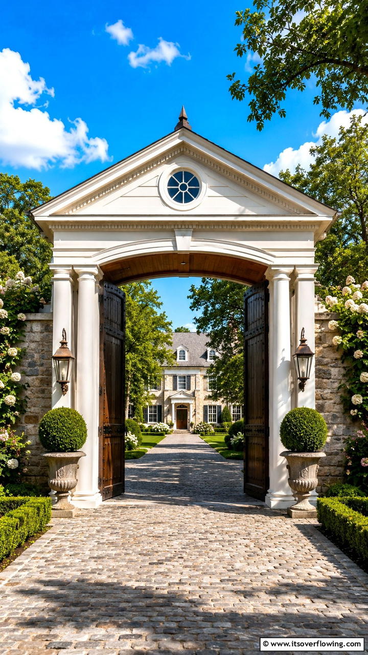 Traditional Carriage House Style - 30 Driveway Entrance Ideas for Impressive Arrivals
