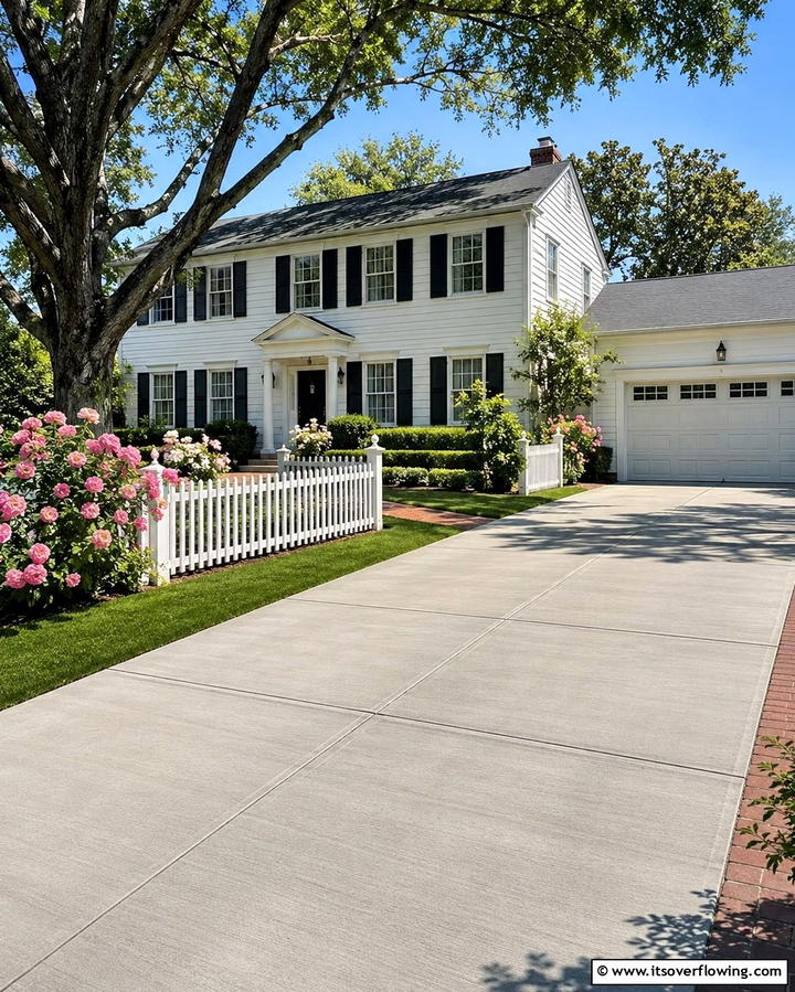 Traditional Concrete Driveway - 30 Durable Concrete Driveway Designs to Enhance Curb Appeal