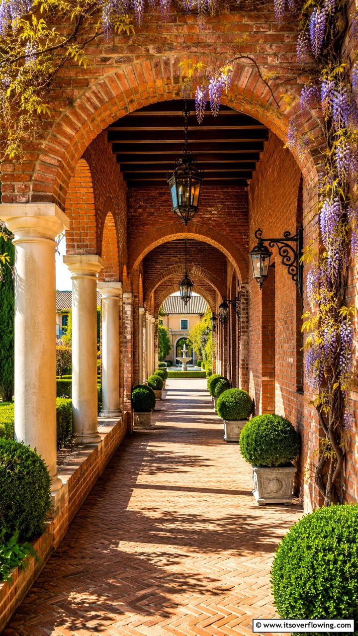 Traditional Courtyard Walkway - 30 Covered Walkway Ideas for All-Weather Charm