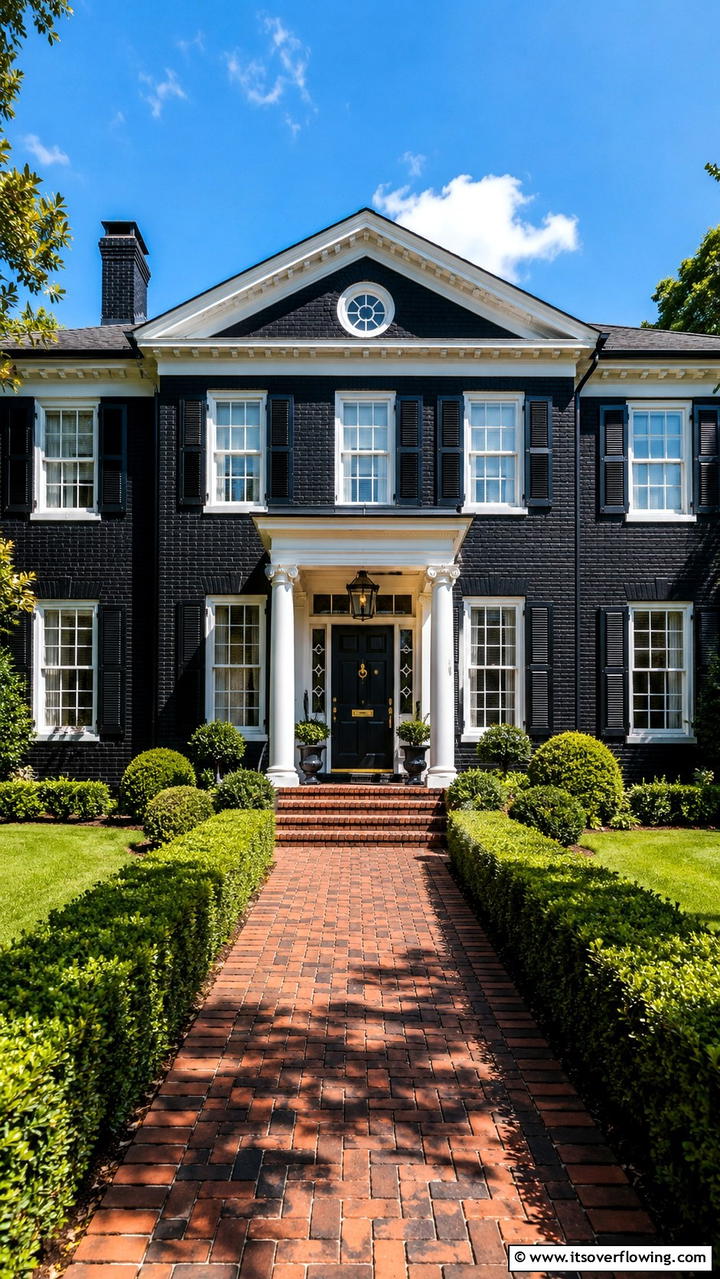 Traditional Elegance with Black Brick - 30 Black Brick House Exteriors for Bold Curb Appeal