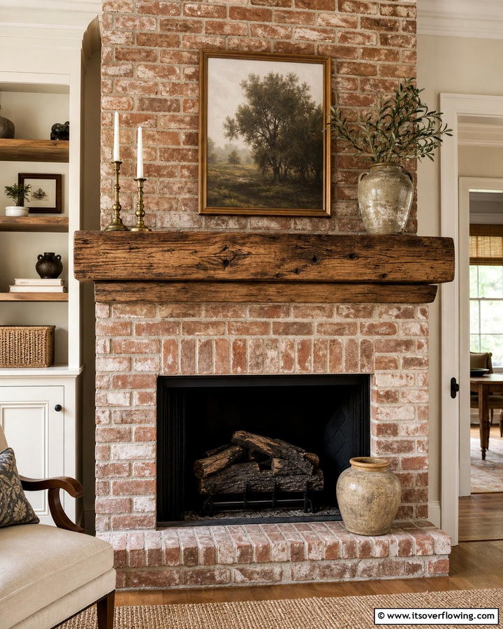 Traditional Farmhouse Charm - 25 Rustic Brick Fireplace Ideas to Warm Up Your Home