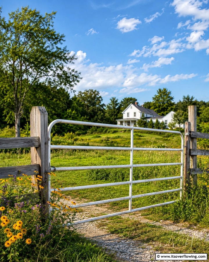 Traditional Farmhouse Metal Gate - 25 Metal Garden Gate Ideas to Enhance Your Outdoor Space