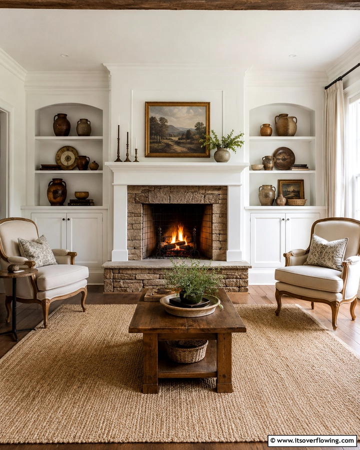 Traditional Hearth Harmony - 30 French Country Fireplace Ideas- Rustic Charm