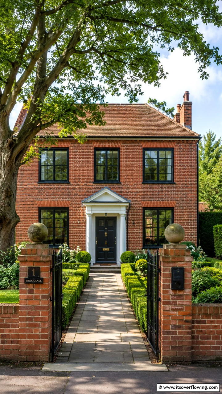 Traditional Home with Bold Black Windows - 30 Modern House Designs With Black Windows Inspiration