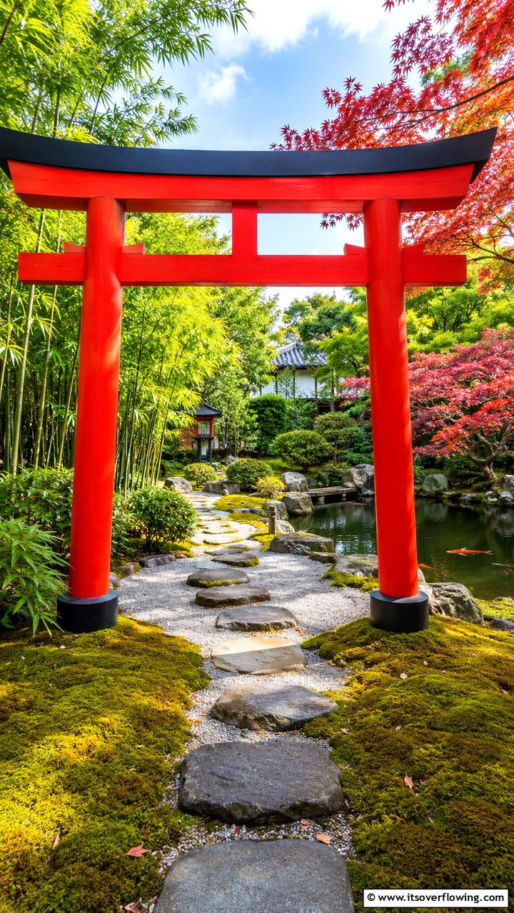 Traditional Japanese Torii Arch - 30 Garden Arch Ideas for Enchanting Outdoor Spaces