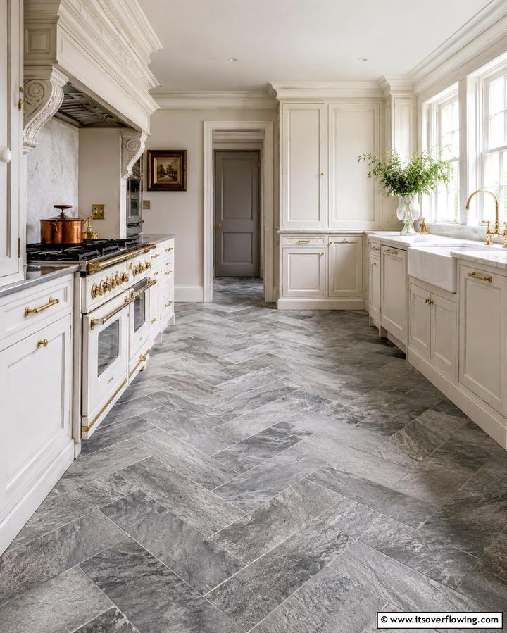 Traditional Kitchens with Patterned Slate - 25 Kitchens With Slate Floors for a Durable and Stylish Look