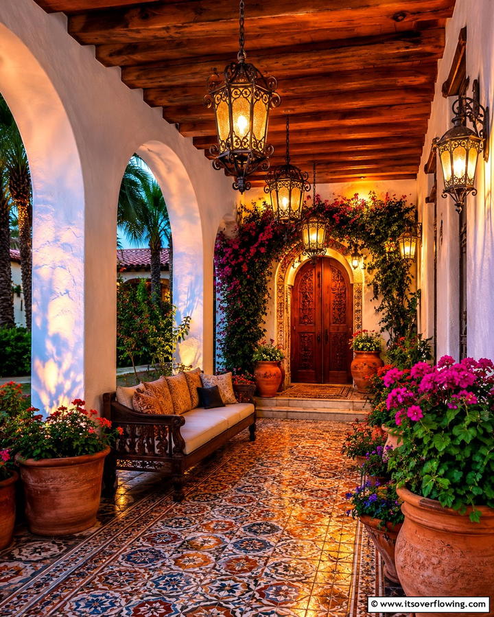 Traditional Lantern Lighting - 30 Spanish Style Front Porch Ideas for Mediterranean Charm