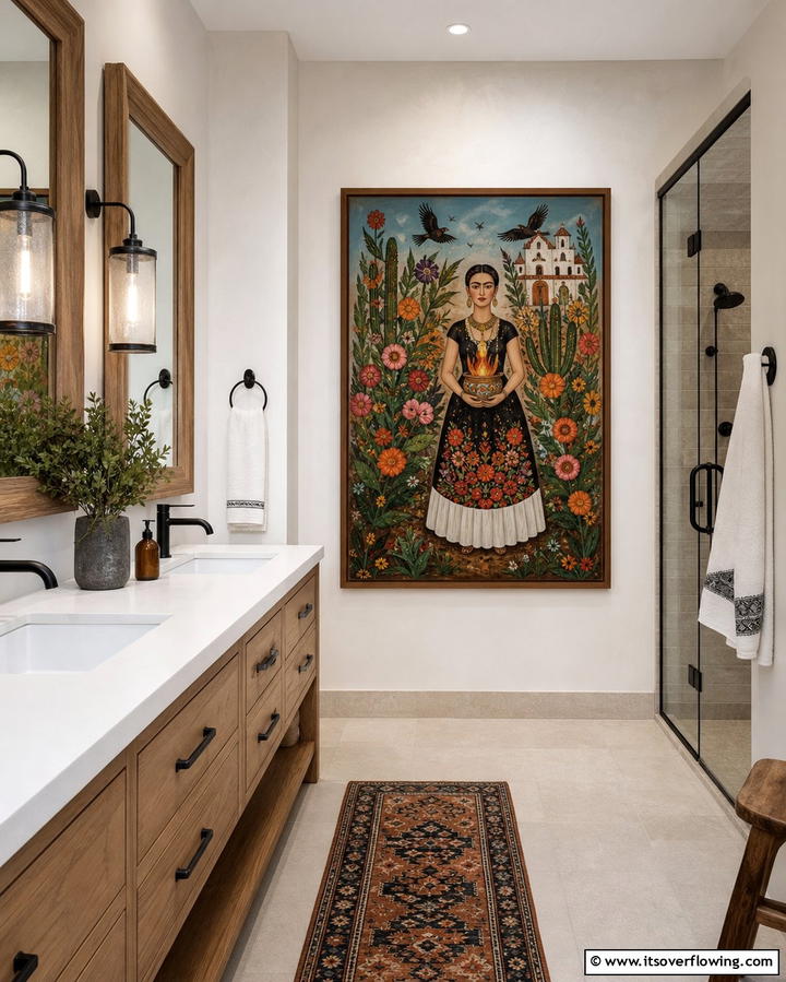 Traditional Mexican Artwork - 25 Mexican Bathroom Ideas for a Vibrant and Cultural Space