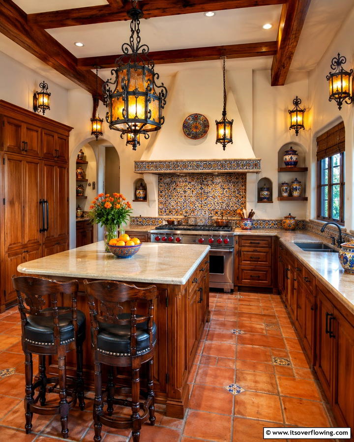 Traditional Spanish Lighting - 30 Spanish Style Kitchen Ideas for Old-World Elegance
