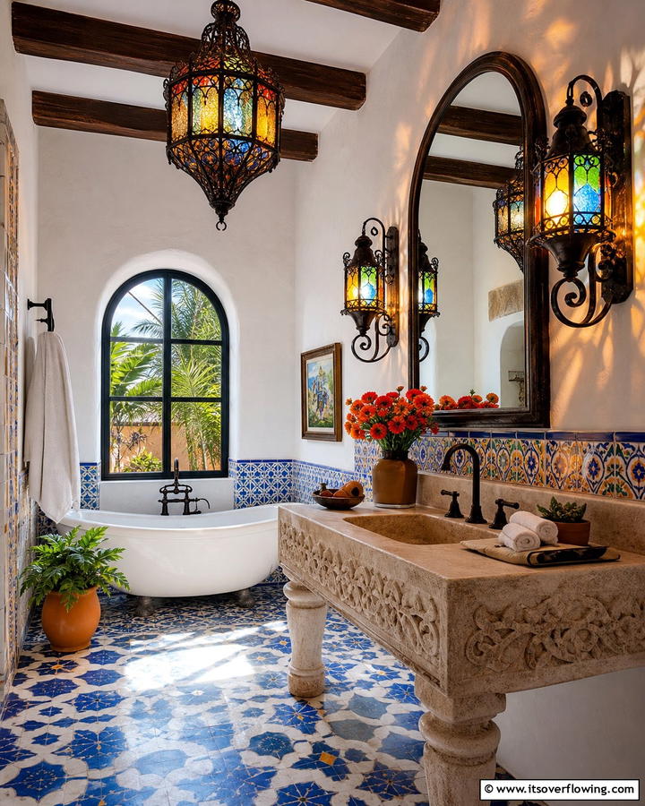 Traditional Spanish Lighting - 30 Spanish Style Bathroom Ideas for Mediterranean Flair