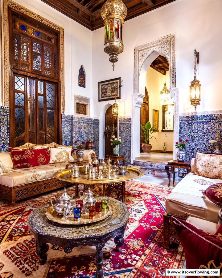Traditional Tea Table Displays - 30 Moroccan Living Room Ideas for Exotic Elegance