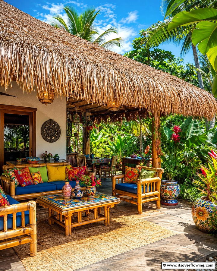 Traditional Thatched Roof - 25 Attached Covered Patio Ideas for Year-Round Use