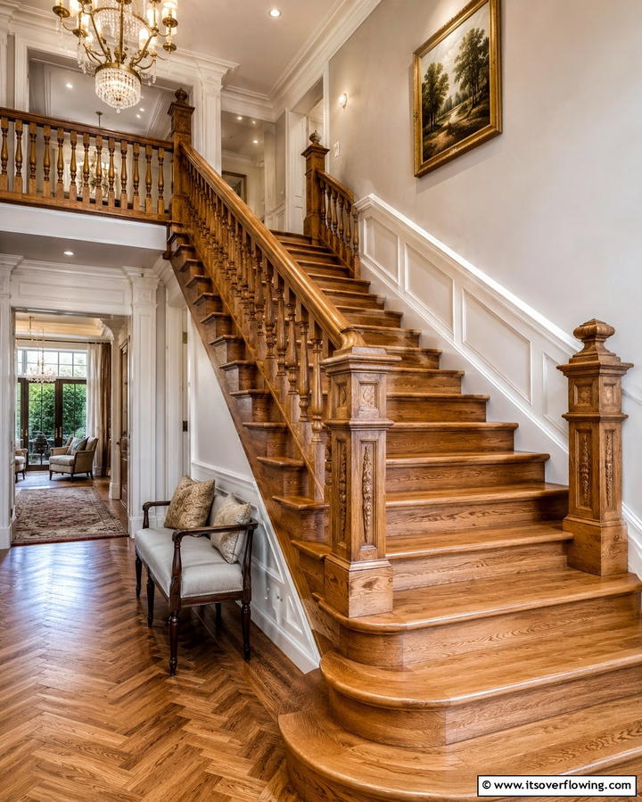 Traditional White Oak Staircase - 20 White Oak Staircase Ideas for a Modern and Warm Home