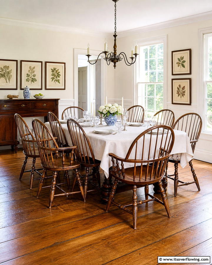 Traditional Windsor Chairs - 25 Colonial Dining Room Ideas for Timeless Style