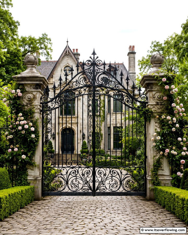 Traditional Wrought Iron Gate - 30 Inviting Front Gate Designs for Home Entrances
