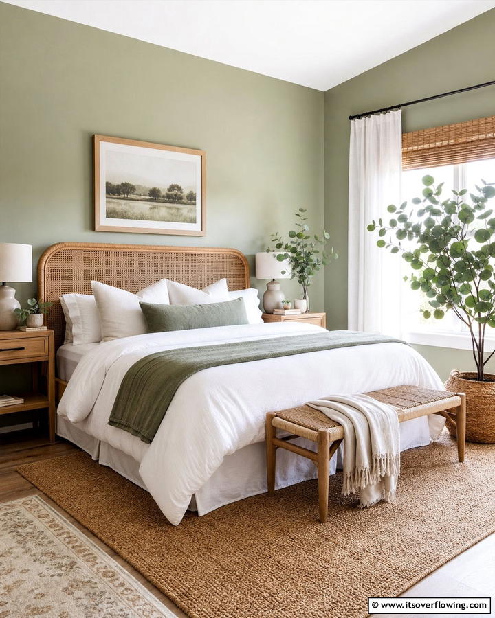 Tranquil Bedroom Oasis - 21 Sage Green Paint Inspirations for Calming Interiors