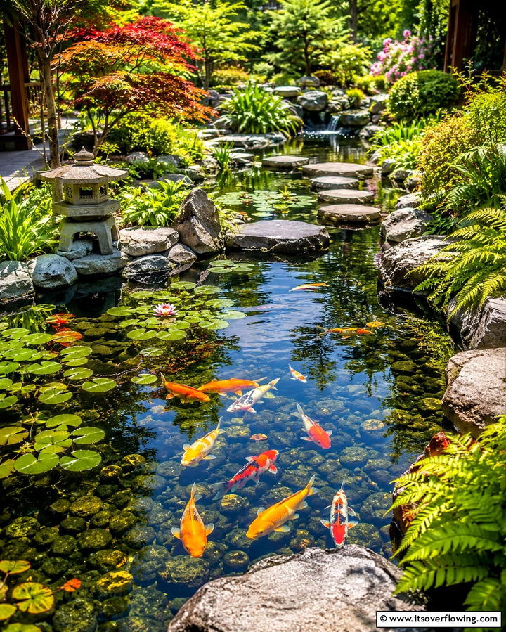 Tranquil Koi Pond Retreat - 30 Japanese Garden Ideas for Zen Outdoor Spaces