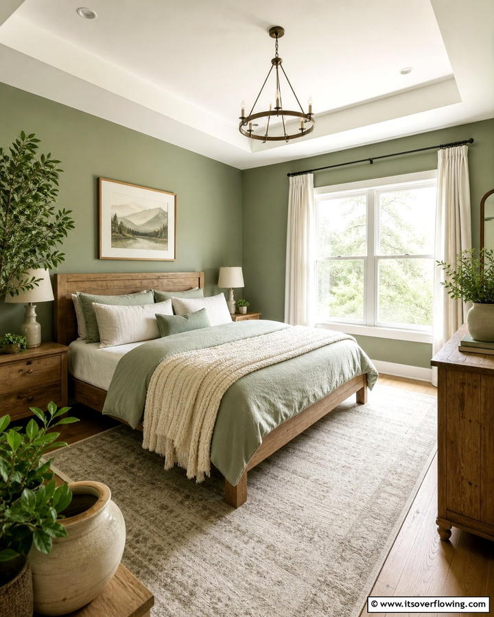 Tranquil Sage Green Bedroom - 25 Monochromatic Color Schemes for Rooms